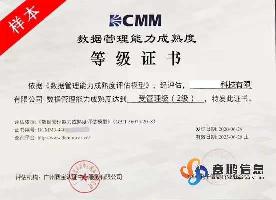 DCMM（受管理级2级）数据管理能力成熟度评估
