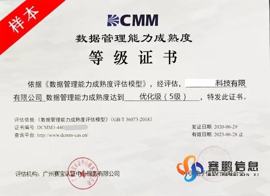 DCMM（优化级5级）数据管理能力成熟度评估